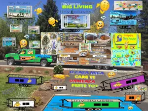 Rulota Tiny House Mini Casa Mobila Pe Roti Birou Afacere Locuit Vacanta Hambar Lemn Din Vis Natura - imagine 8