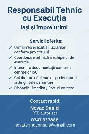 RTE-Responsabil Tehnic cu Execuția   Iași și împrejurimi