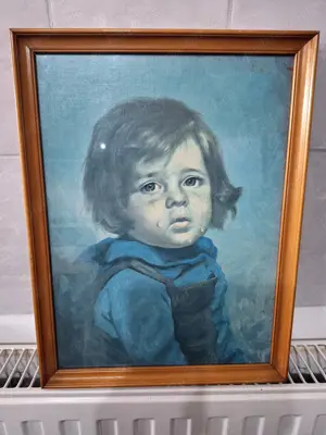 Tablou pictura pe panza semnata Giovanni Bragolin, Bruno Amadio Băiatul plângând