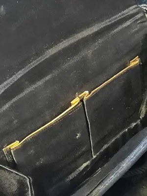 Geantă, poseta de seară din satin negru de epocă - imagine 3