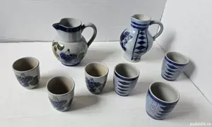 Set două carafe ceramice germane, cu pahare