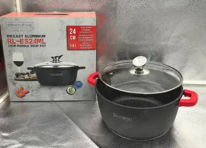 Oala premium cu acoperire marmura, 3 straturi, 24 cm