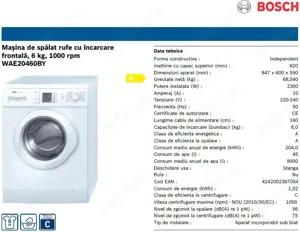 Masina spalat rufe incarcare frontala Bosch 6Kg 1000rpm - IMPECABILA ! - imagine 5