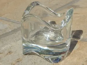 Suport lumanare Tea Light Holder sticla transparent stil vaza 6 cm inaltime - imagine 2