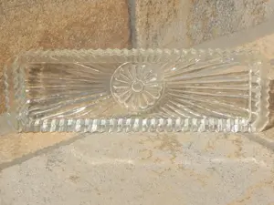 Vas cristal suport creioane pixuri cu model in relief 15.4 x 5 cm - imagine 5