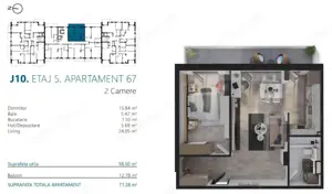 Ap. 2 camere[58 mp] Ansamblu Rezidential_zona RIVUS - imagine 2