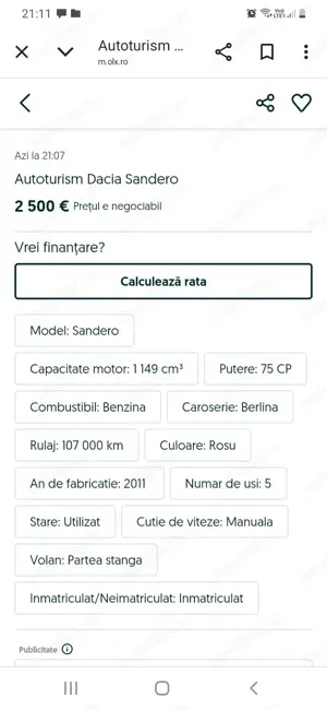 Dacia Sandero anul de fabricație 2011 - imagine 7