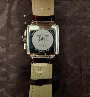 Ceas cronograf DAVIS 42mm curea piele, carcasa inox + geam cristal - imagine 4