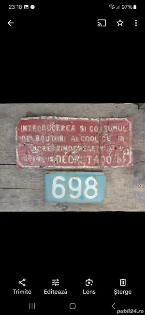 Tabla veche anunț perioada comunista