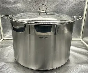 Oala inox 34L cu capac metalic si fund triplu   ideala pentru gatit intensiv