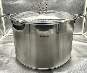 Oala inox 30L cu capac metalic si fund triplu   pentru gatit intensiv