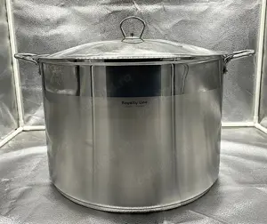 Oala inox 30L cu capac sticla si fund triplu gros