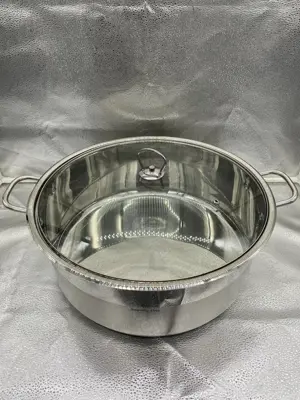 Cratita inox 17L fund triplu + capac sticla abur