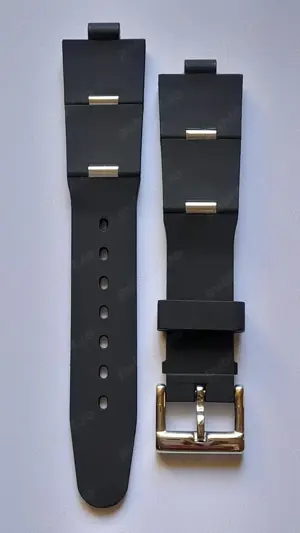 curea ceas Bvlgari neagra cu catarama argintie sau galbena.