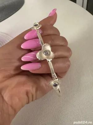 set argint 925, colier, bratara si cercei model floral  - imagine 3