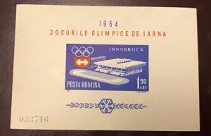 Timbre Romania LP 572 Jocurile Olimpice Innsbruck, colita nedantelata
