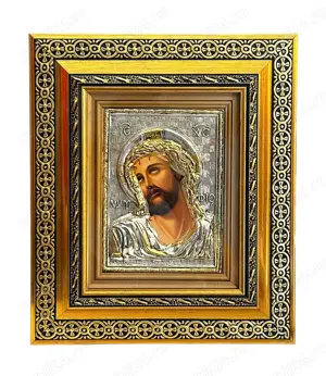 Icoane Argintate-Maica Domnului Lacrima,Mantuitorul cu Spini si alti Sfinti Relief 3 D - imagine 2