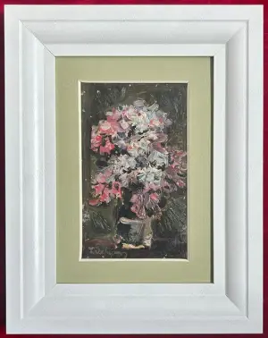 SET 3 Tablouri Miniaturale Toader Schipor Natura Statică cu Flori, Pictura în ulei, inramate 19x24cm - imagine 4