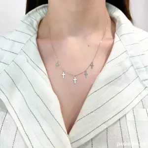 Lantisor nou de argint cu Cruciulite  - imagine 2