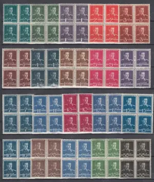 Timbre Romania 1943 LP 154 Mihai uzuale filigran MM blocuri de 4