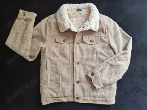 Geaca raiata copii, bej, marimea 134, imblanita