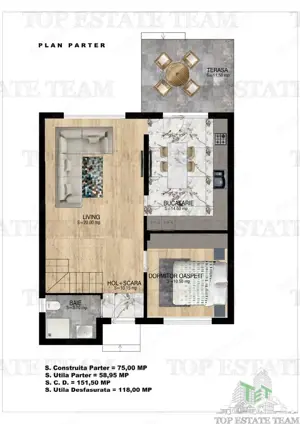 Vila moderna individuala cu 4 camere , 3 bai , Living open space, terasa,incalzilre in pardoseala, 2 - imagine 7