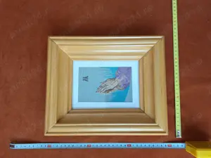 Goblen vechi cu rama din lemn lacuita si sticla peste goblen, model 2