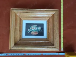 Goblen vechi cu rama din lemn lacuita si sticla peste goblen, model 3 - imagine 3