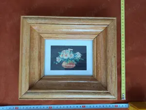 Goblen vechi cu rama din lemn lacuita si sticla peste goblen, model 3 - imagine 4