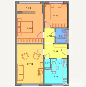 Apartament 3 camere decomandat, et. 1 4   Zona Ozana   66 mp utili - imagine 5