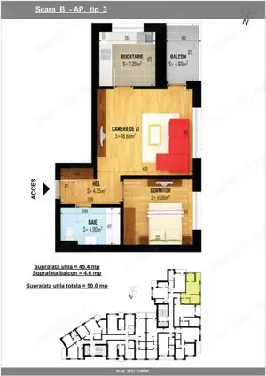 Apartament 2 camere cu Parcare Subterană-zona Carrefour Orhideea  - imagine 2