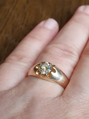 Ghiul GYPSY unisex aur masiv cu diamant natural 0,52CT  - imagine 4