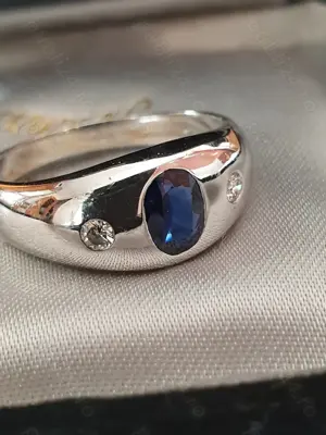 Raritate Ghiul GYPSY aur masiv cu safir CEYLON si diamante naturale VS 