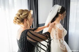 Rochie de mireasa superba, printesa, A line, comoda, cu maneca lunga - imagine 4