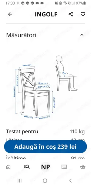 masă + 4 scaune IKEA   - imagine 5