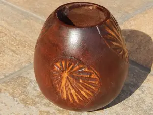 Suport lumanare african din lemn cioplit - imagine 3