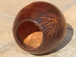 Suport lumanare african din lemn cioplit - imagine 5