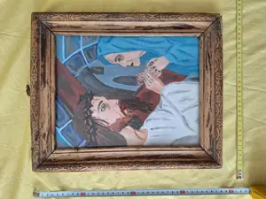 Tablou vechi inramat, protectie geam din sticla