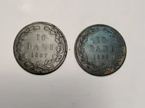 Monede 10 bani 1867 Carol l,  Heaton și Watt&Co.