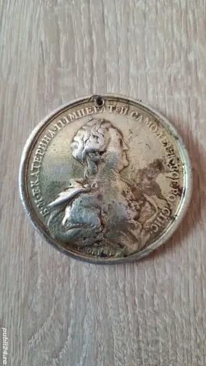 moneda medalie argint 1774 rusia echaterina 60 grame raritate - imagine 2