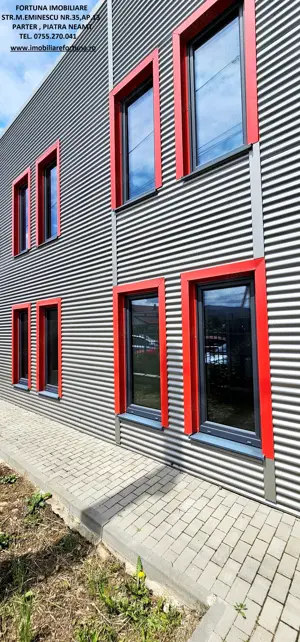 Complex imobiliar:cladire birouri, 2 hale industriale noi si 3424 mp teren, Piatra Neamt