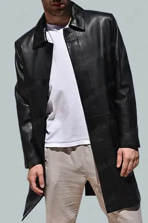 Geaca piele lunga pt barbati