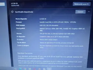 Laptop Lenovo U410, i5 3317U, 8 Gb RAM, placă dedicată Nvidia GeForce 610M, două SSD 128 Gb, 24 Gb - imagine 2