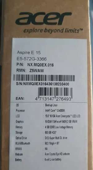 Acer Aspire E15 E5-572G Intel i3-4000M 2.4GHz NVIDIA GeForce 840M 2GB VRAM 15.6" - imagine 7