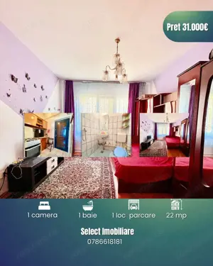 Garsonieră cochetă de 22 mp – Etaj 2, zona Traian