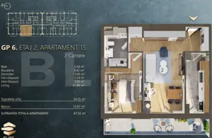 Ap. 2 camere[54 mp] Ansamblu Rezidential_zona RIVUS - imagine 2