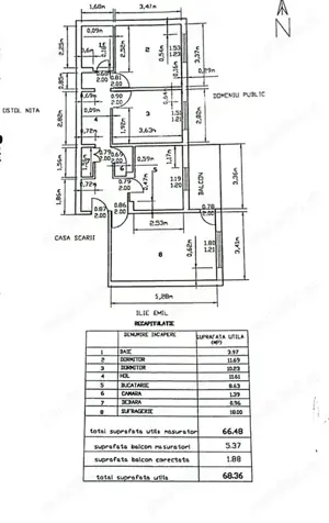 Apartament 3 camere   66 mp utili, mobilat, în zona Direcția Agricolă