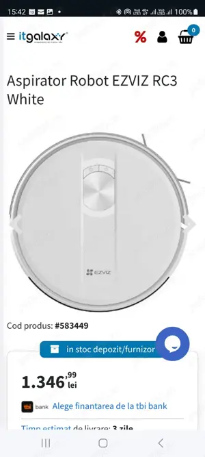 Vand Aspirator robot EZVIZ CS-RC3-TWT2, 0.8l, 24V, autonomie max 190 min, NOU 599 Lei - imagine 5