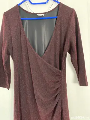 Rochie elganta burgund cu sclipici - imagine 3