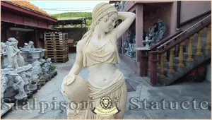 Statuetă țărăncuța la cișmea, galben patinat, model S51.